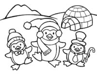 Three Penguins Coloring Page