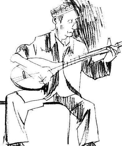 Uyghur Musician Coloring Page