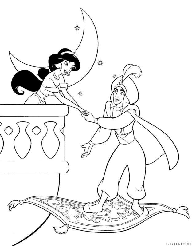 Aladdin Magic Carpet Coloring Page » Turkau