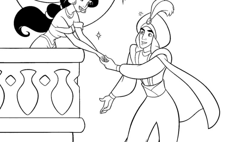 Aladdin Jasmine Coloring Page for Adults