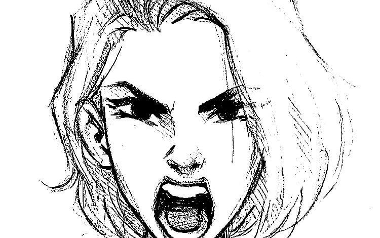 Angry Girl Coloring Page