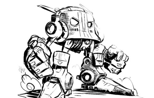 Angry Mini Robot Coloring Page