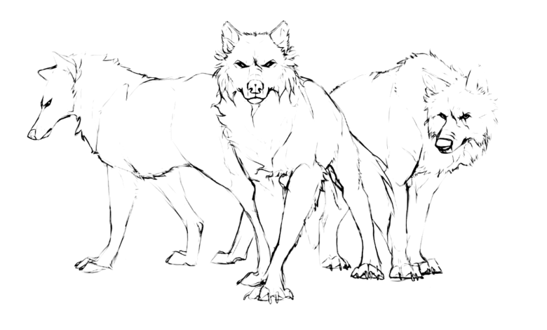 Angry Wolves Coloring Page