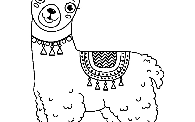 Animal Llama Coloring Page