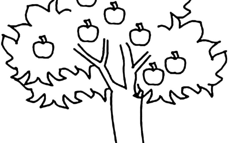 Apple Tree Coloring Page for Kids