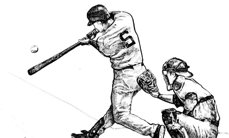 Baseball Drawing Coloring Page for Adults