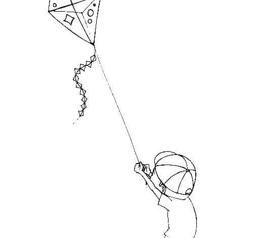 Boy Kite Coloring Page