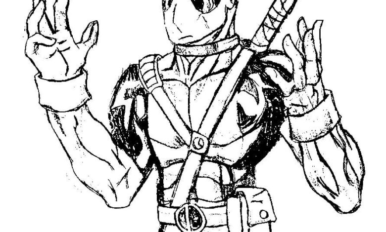 Cartoon Deadpool Coloring Page