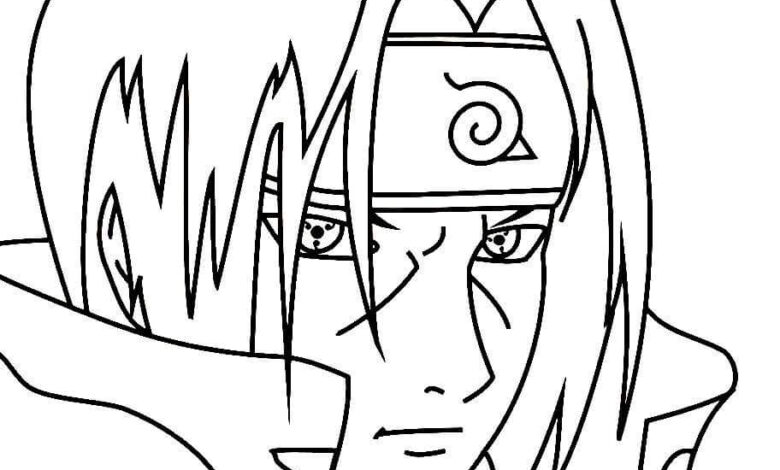Cartoon Itachi Face Coloring Page