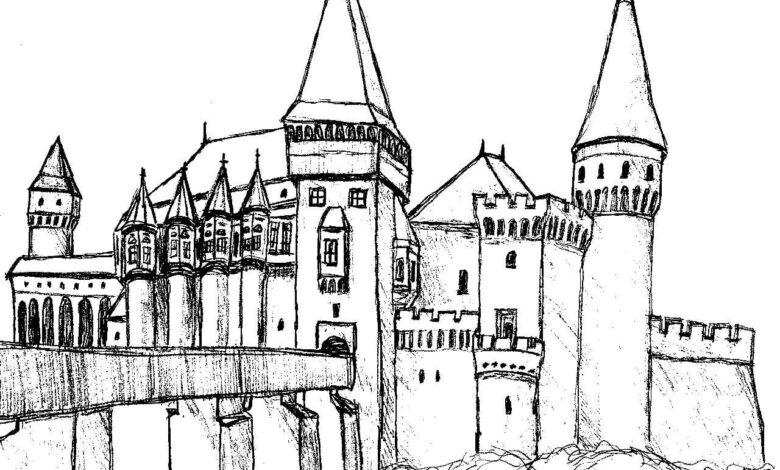 Castles Drawing Coloring Pages