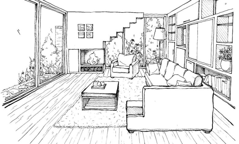Cool Fireplace Inside of House Coloring Page