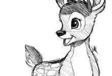 Cute Bambi Coloring Page