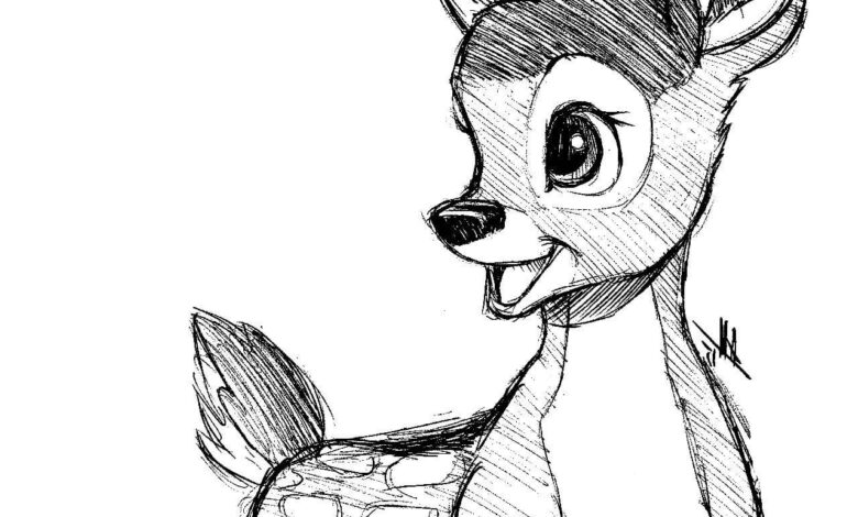 Cute Bambi Coloring Page