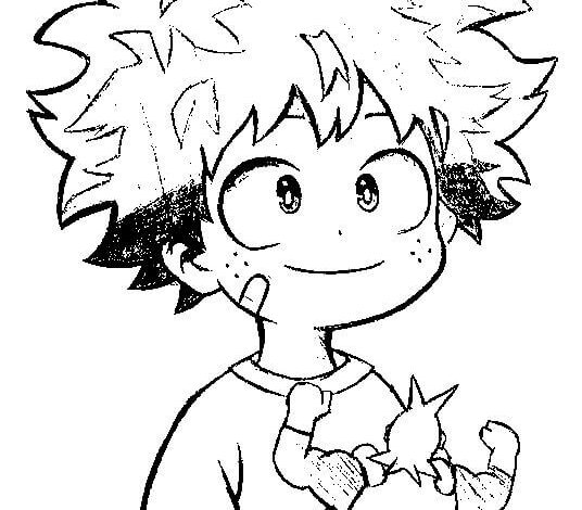Cute Deku Coloring Page for Kids