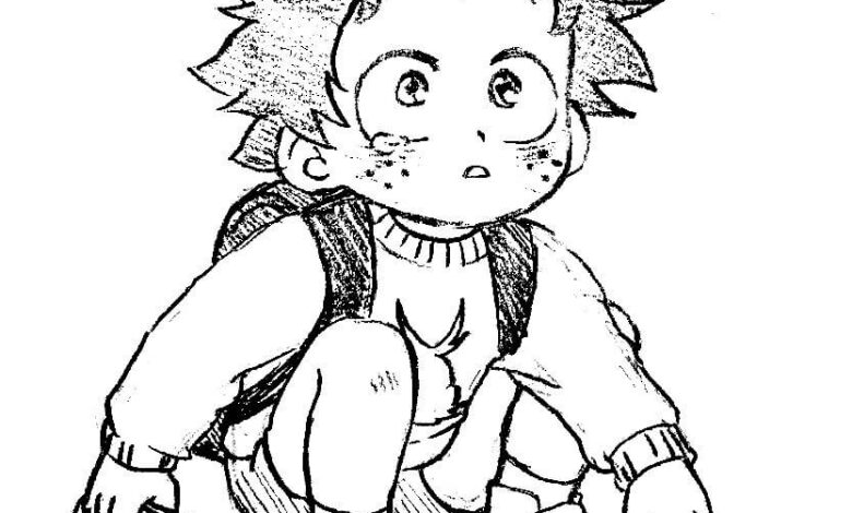 Cute Deku Drawing Coloring Pages