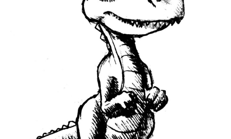 Cute Dinosaur Coloring Page for Adults