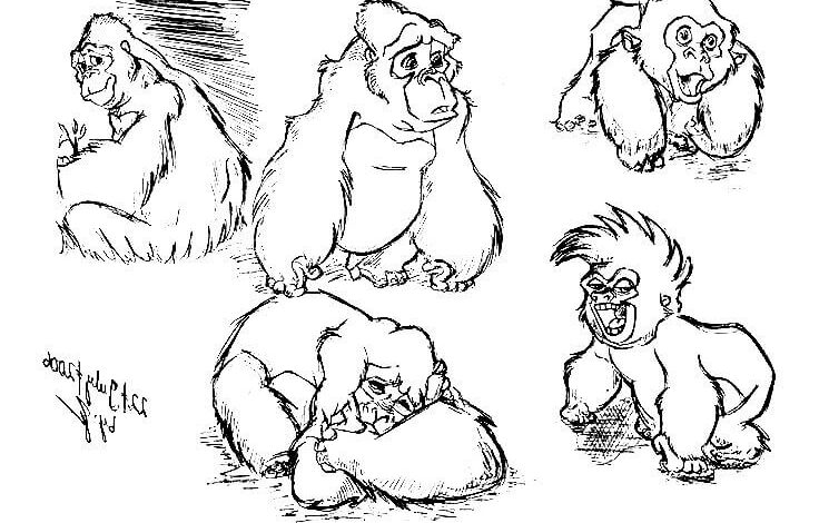 Cute Gorilla Coloring Page