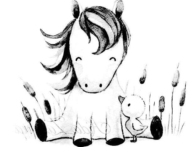 Cute Horse Nursery Coloring Page