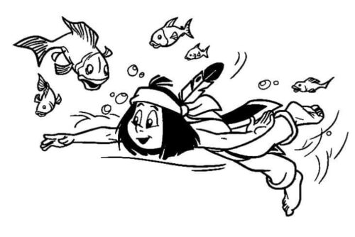 Easy Swim Yakari Coloring Page