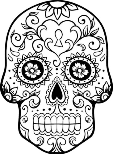 Flower Skull Coloring Pages for Adults