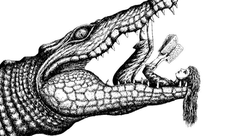 Girl Crocodile Coloring Page