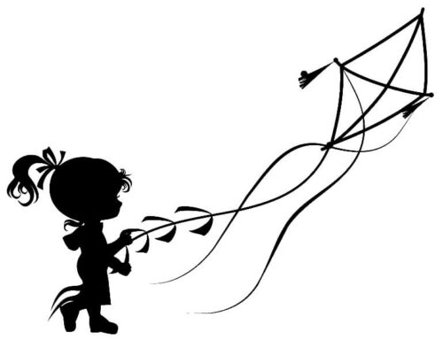 Girl Kite Coloring Page