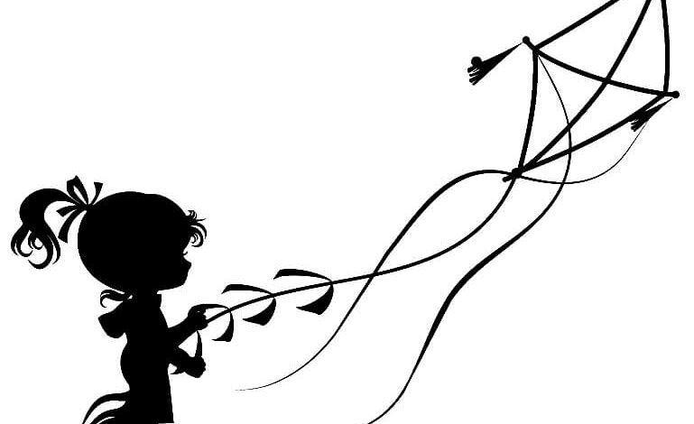 Girl Kite Coloring Page