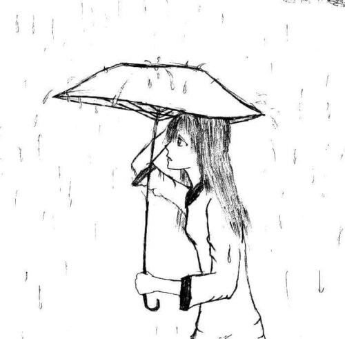 Girl Rain Coloring Pages