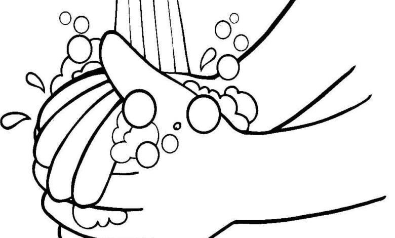 Hands Washing Coloring Page