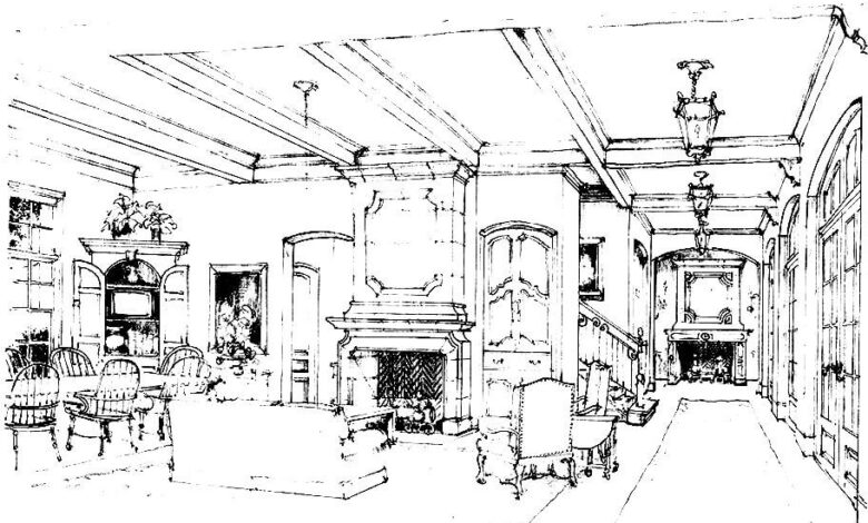 Inside of House Drawing Coloring Page