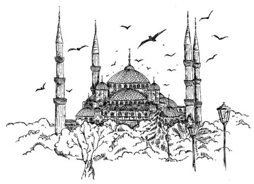 Istanbul Islam Mosque Coloring Page