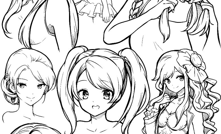 Long Hair Anime Girl Coloring Page