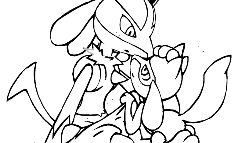 Lucario Pokemon Coloring Page for Kids