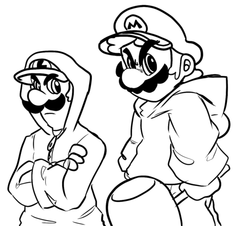 Mario & Luigi Coloring Page 1 Mario Luigi Coloring Page