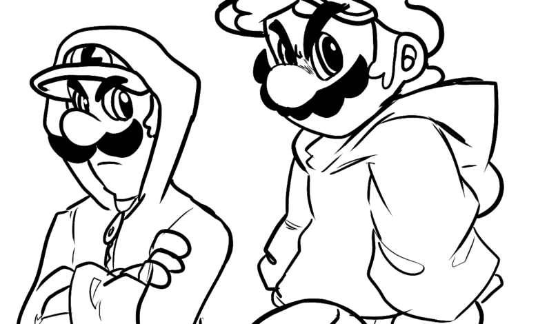 Mario Luigi Coloring Page