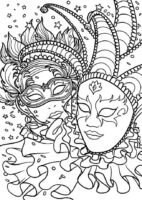 Mask Carnival Coloring Page