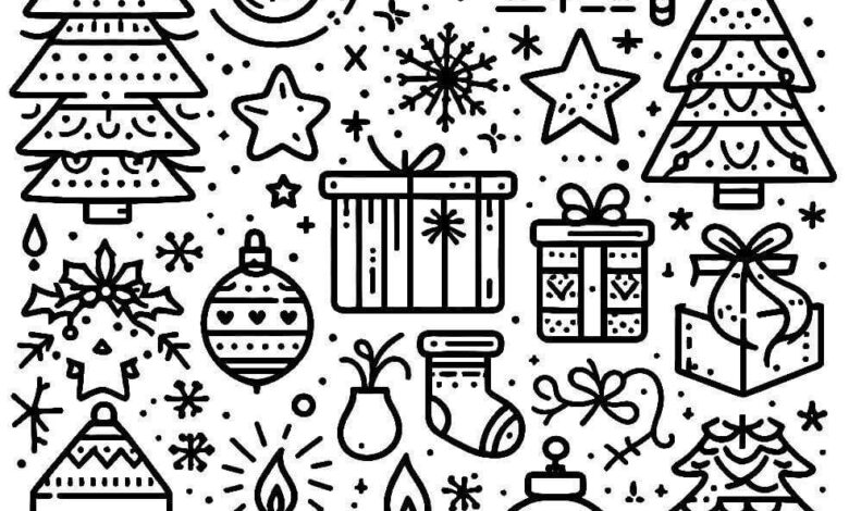 Minimal Christmas Coloring Page