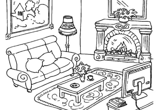 New Living Room Coloring Page