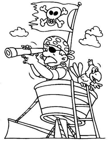 Pirate Flag Boat Coloring Page