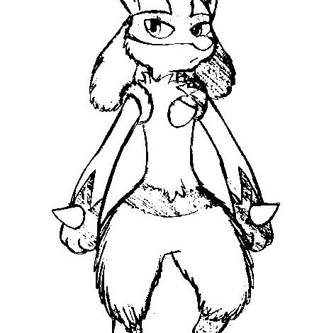 Pokemon Cute Lucario Coloring Page