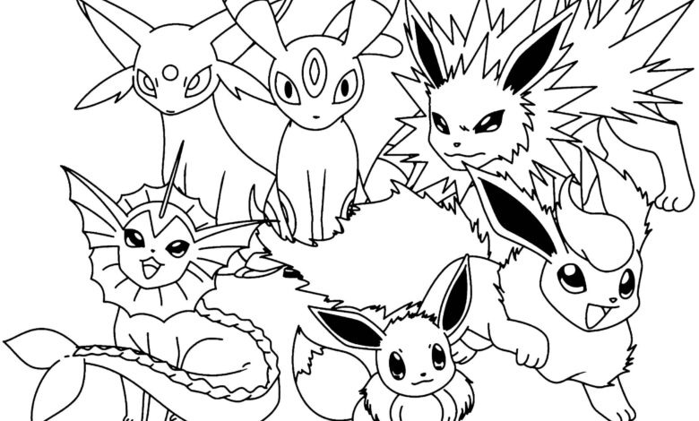 Pokemon Eevee Evolutions Coloring Pages