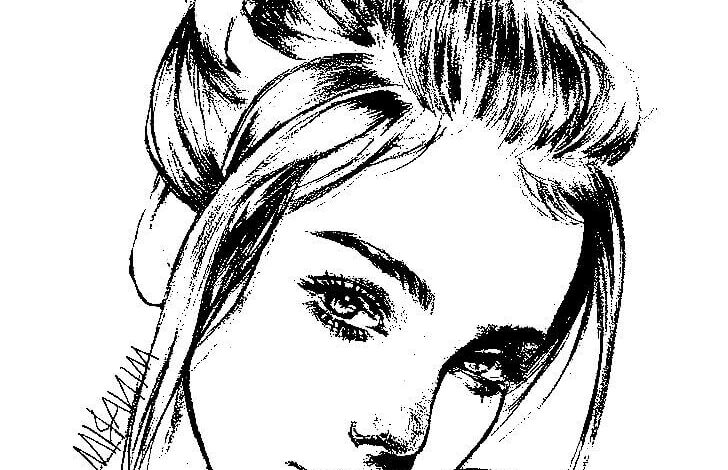 Pretty Realistic Girl Face Coloring Page