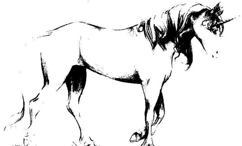 Realistic Unicorn Coloring Page