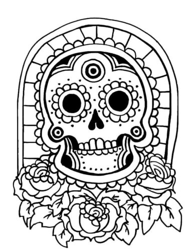 Roses Skull Coloring Pages