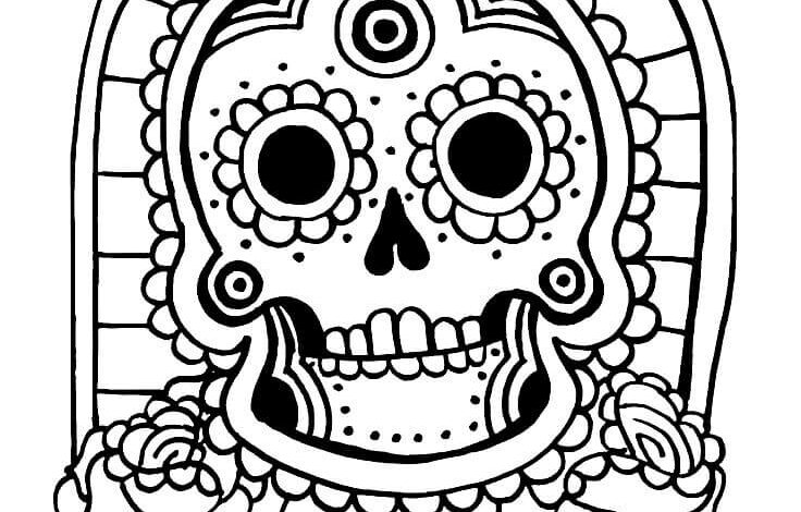 Roses Skull Coloring Pages