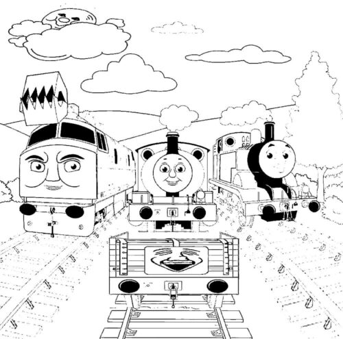 Sky Thomas The Train Coloring Page