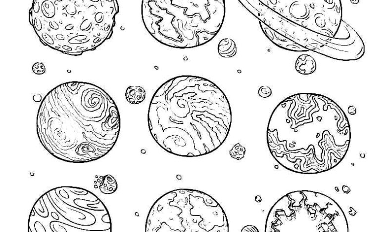 Space Planet Coloring Page for Kids