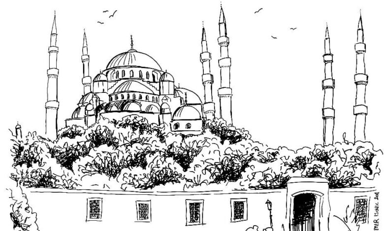 Sultan Ahmet Istanbul Islam Coloring Page