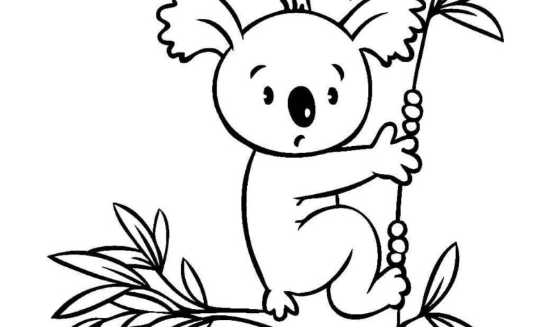 Tree Animal Koala Coloring Page