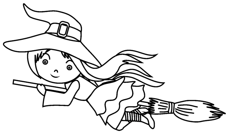 Witch Coloring Page For Kids